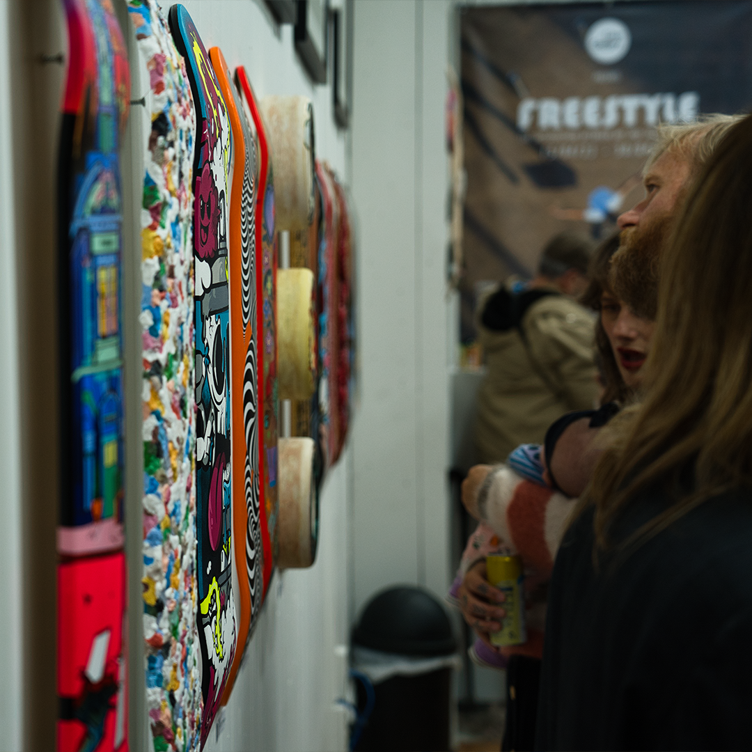 Freestyle Art Skate Deck Group Show exhibition at Limn Gallery Auckland New Zealand Skateboarding